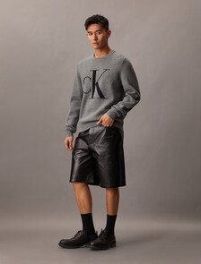 Monogram Wool Blend Sweater, B30 Grey Heather, hi-res