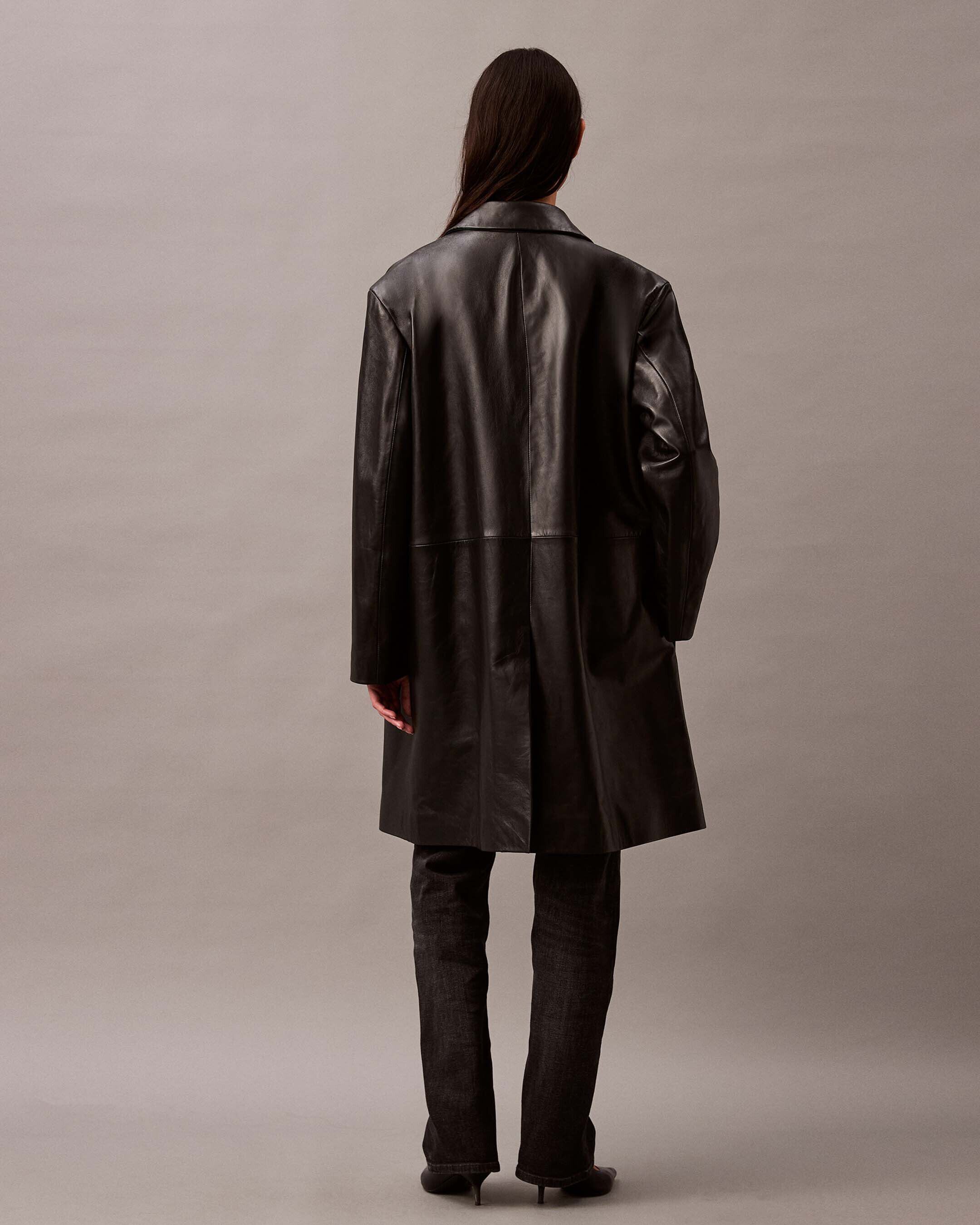 Lamb Suede Car Coat | black | Calvin Klein Hong Kong