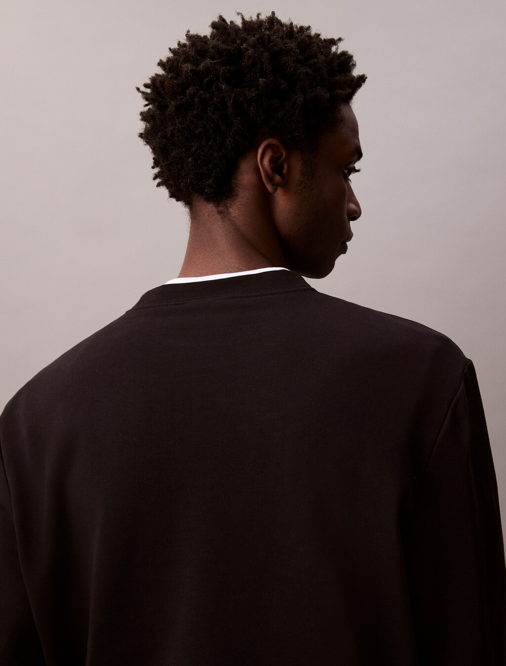 Cotton Terry Badge Sweatshirt, Black, hi-res