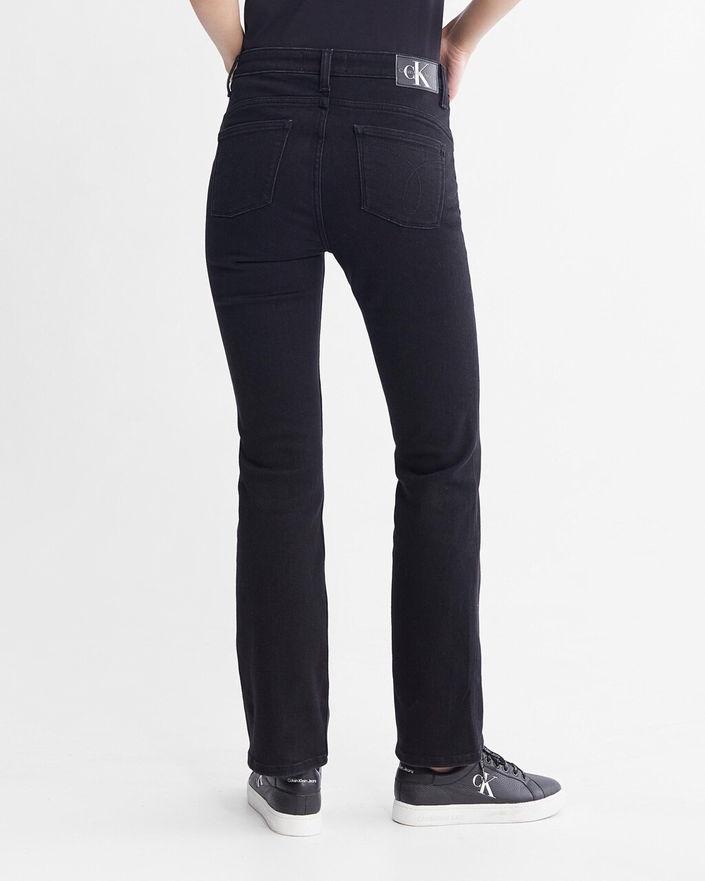 Brushed Lined 高腰修身喇叭牛仔褲, Denim Black, hi-res