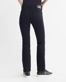 Brushed Lined 高腰修身喇叭牛仔褲, Denim Black, hi-res