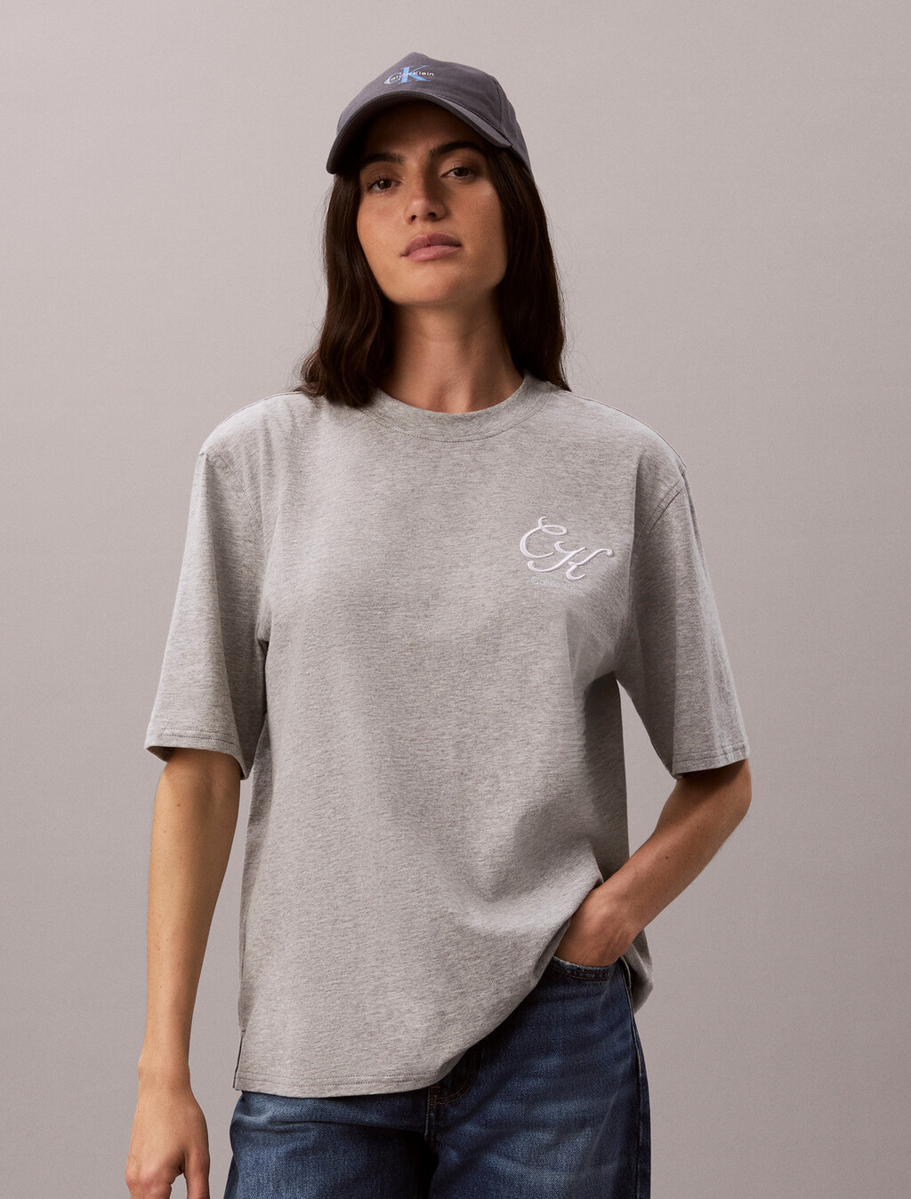 Script Logo T-Shirt, B10 Grey Heather, hi-res