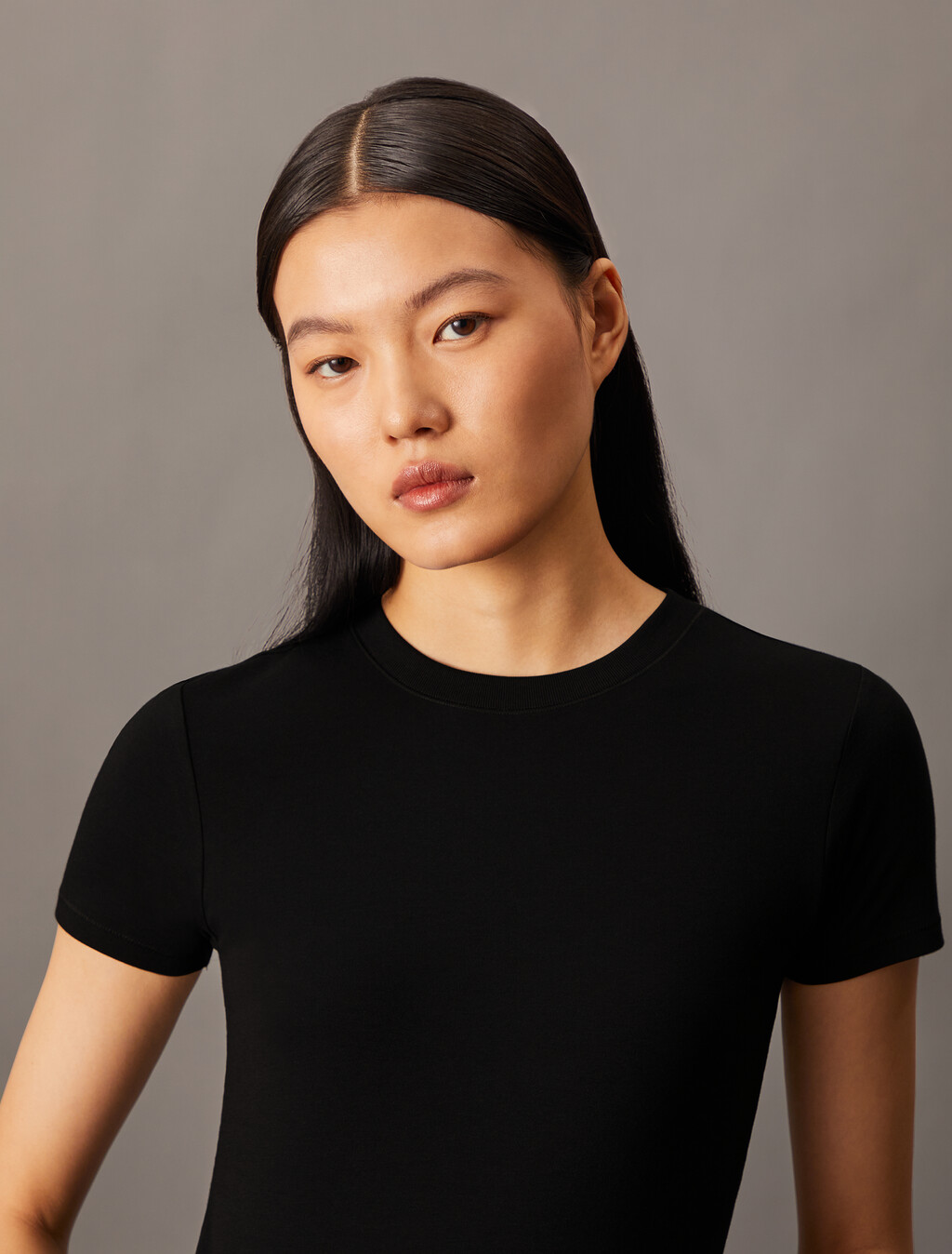 Refined Cotton Jersey Slim Tee, Black, hi-res
