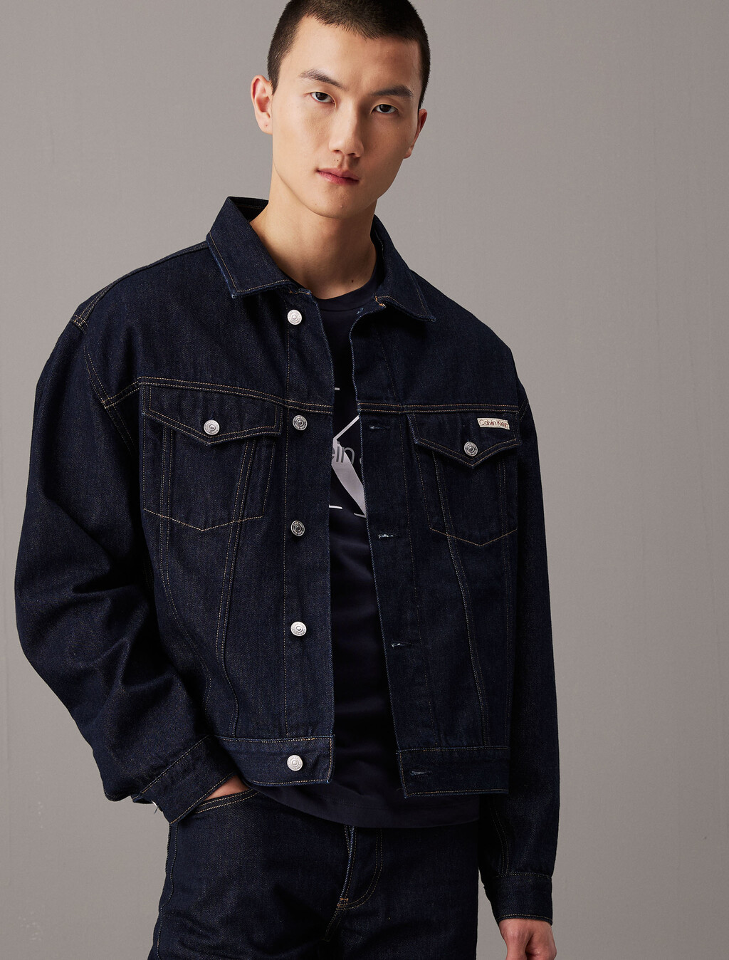 Relaxed Denim Jacket, Denim Dark, hi-res