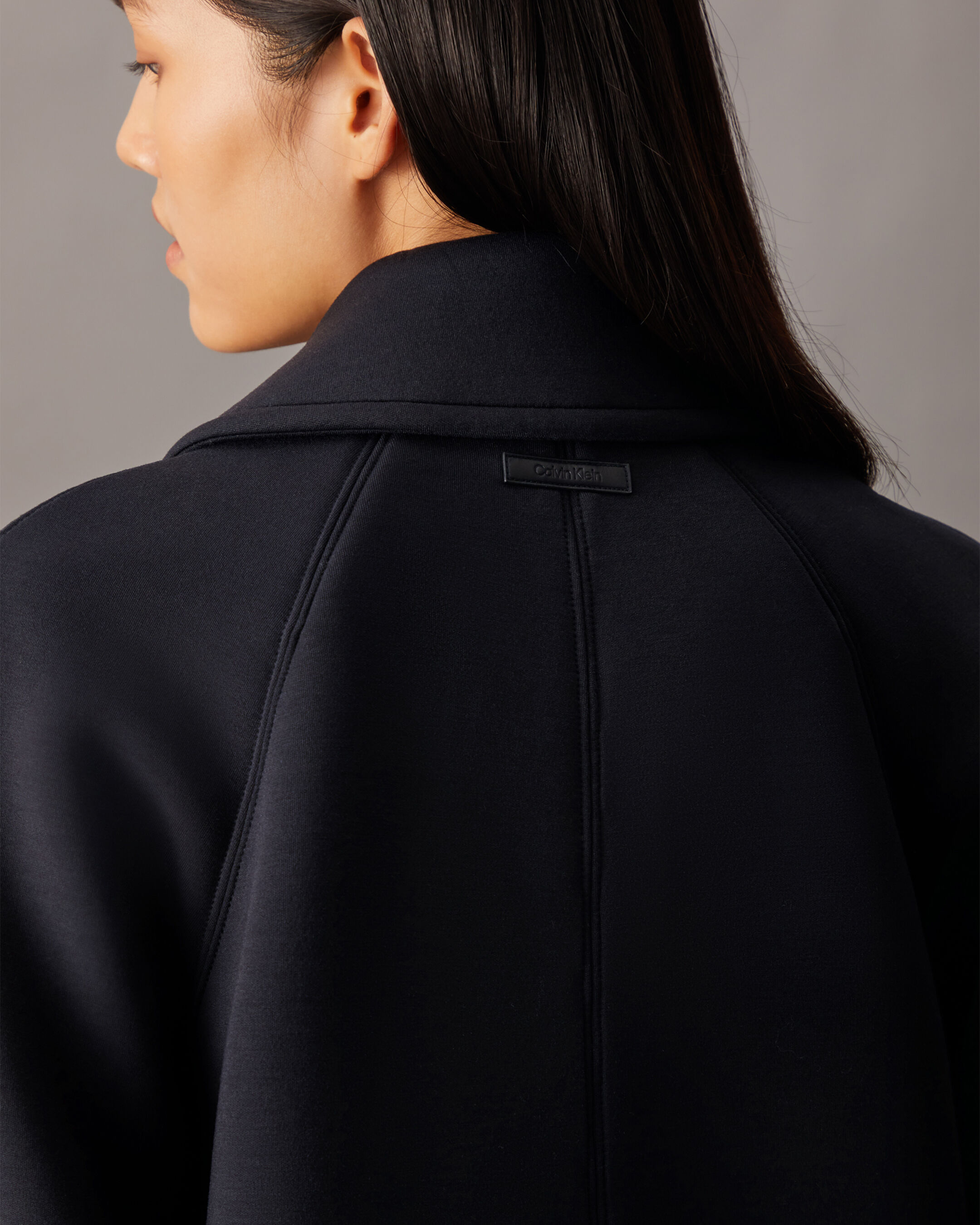 Womens black cocoon coat top