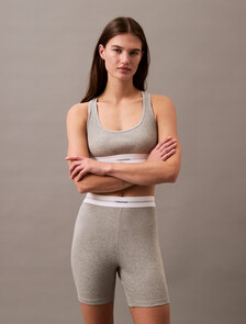 Cotton Stretch Rib Bike Shorts, B10 Grey Heather, hi-res