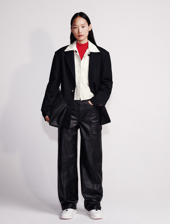 Leather Wide Leg Cargo Pants