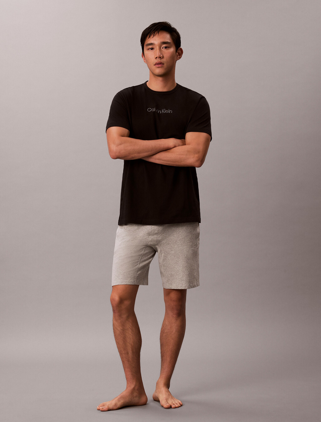 純棉圓領睡裝 T 恤, Black, hi-res