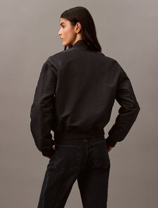 Padded Nylon Bomber Jacket, Black, hi-res