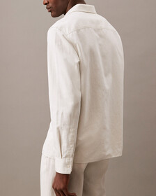 純色亞麻混紡襯衫, White Onyx, hi-res