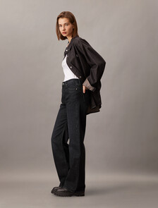 Italian High Rise Wide Leg Jeans, Denim Black, hi-res