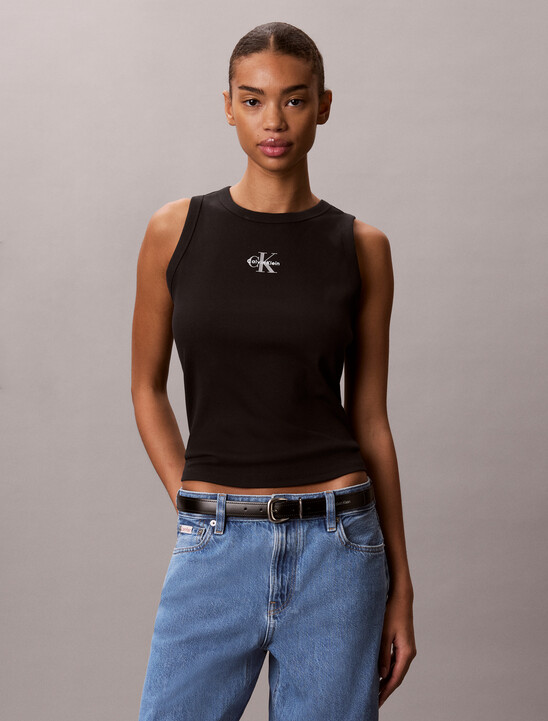 Rib Knit Monogram Tank Top