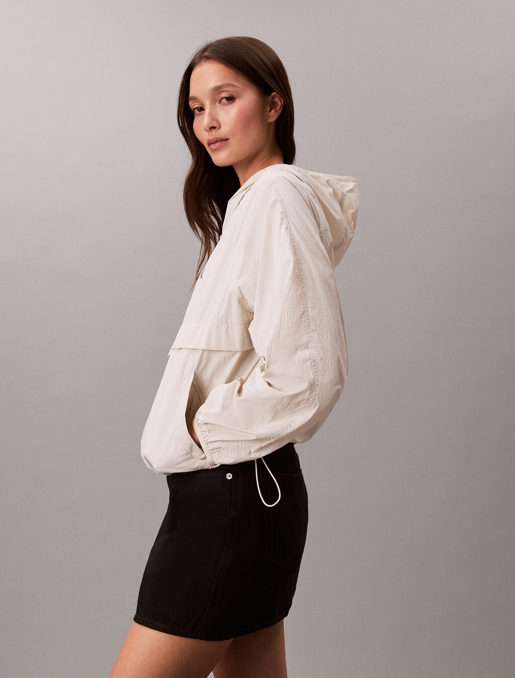 Packable Relaxed Windbreaker, Chalk, hi-res