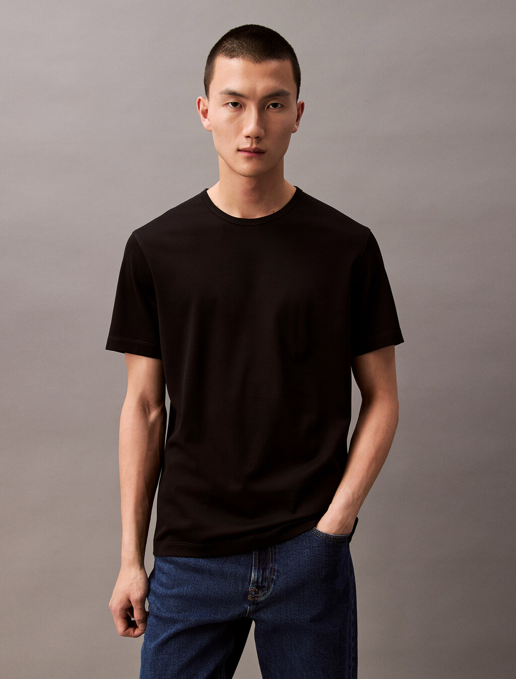 The Calvin Double Mercerized Tee, Black, hi-res