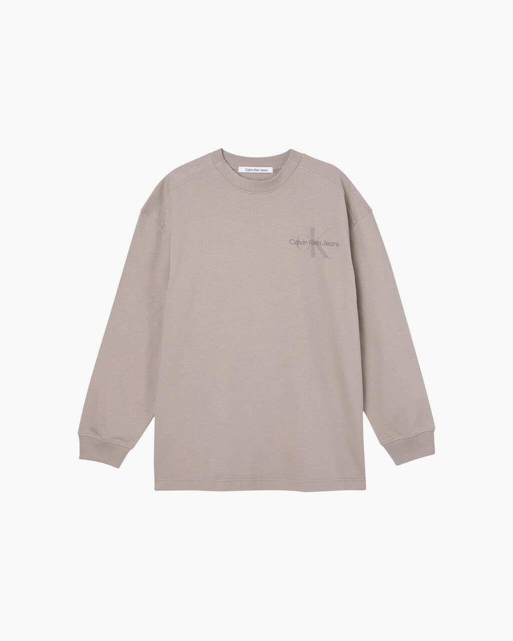 Gender Netural Monogram Long Sleeve Tee, Perfect Taupe, hi-res