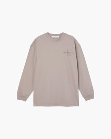 Gender Netural Monogram Long Sleeve Tee, Perfect Taupe, hi-res