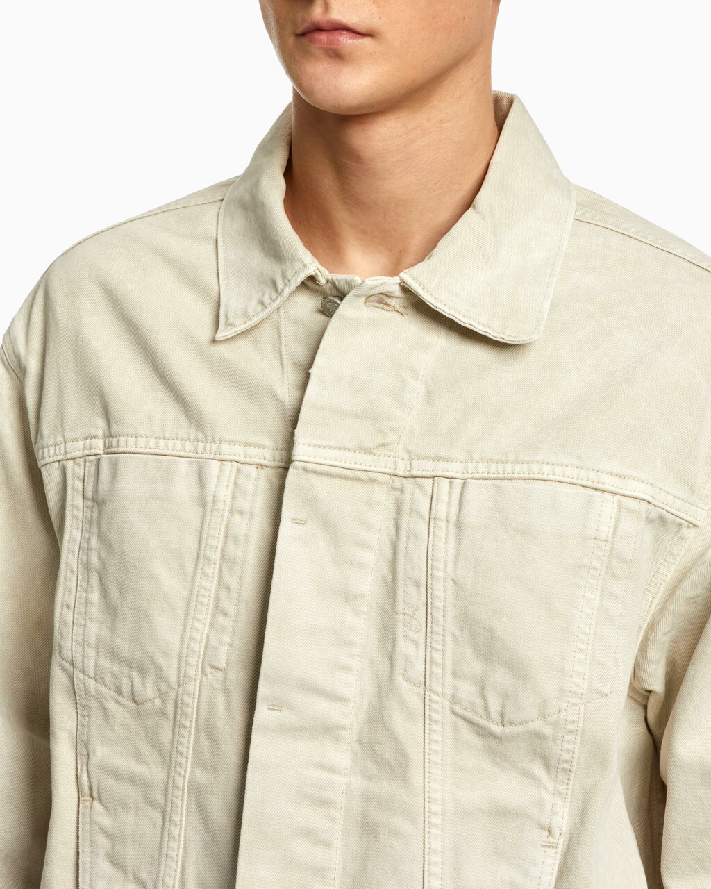STANDARDS UNBLEACHED MARBLE DYE CONCEALED PLACKET JACKET, UNBLEACHED MARB, hi-res
