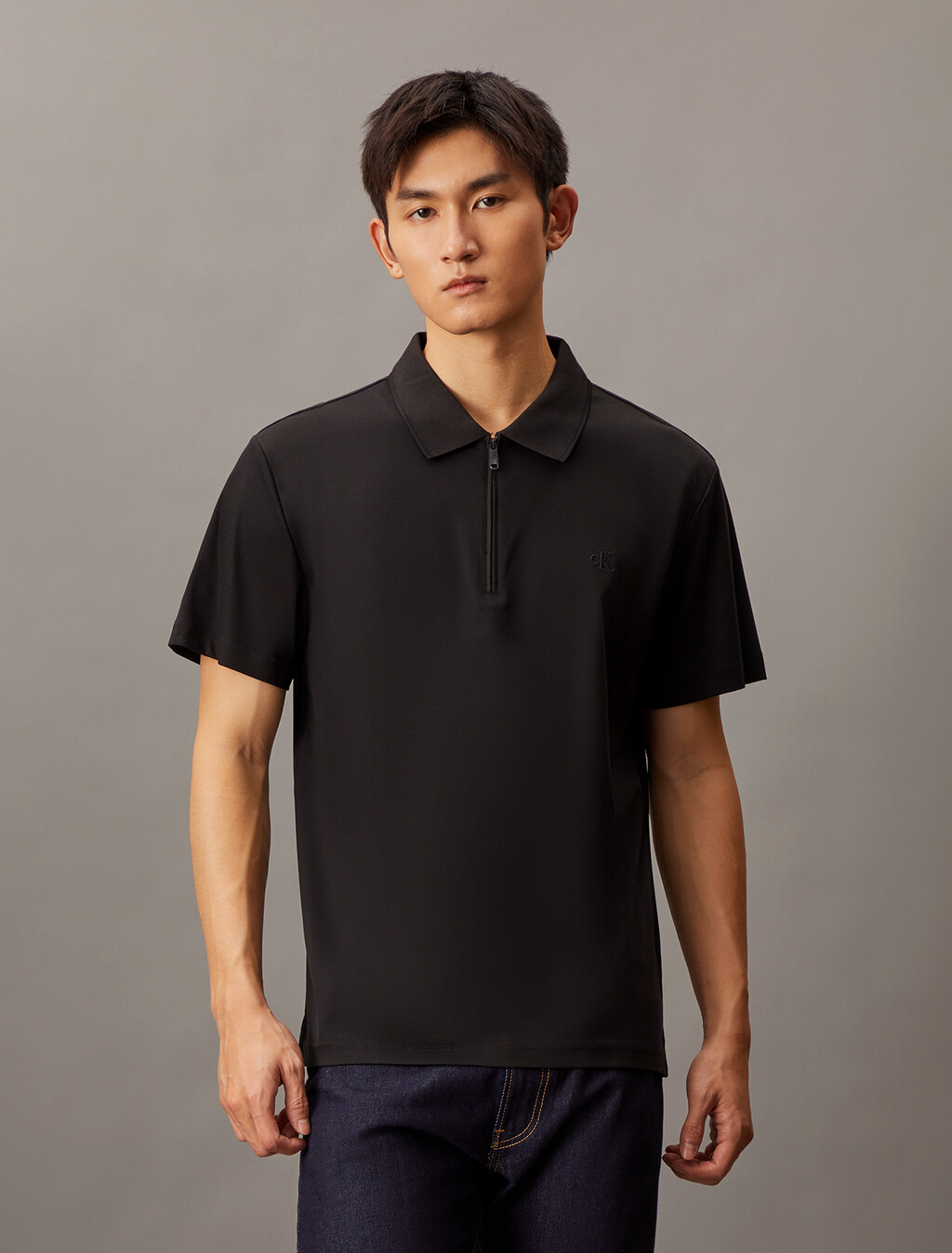 Smooth Cotton UV Protect Half Zip Pollo, Ck Black, hi-res