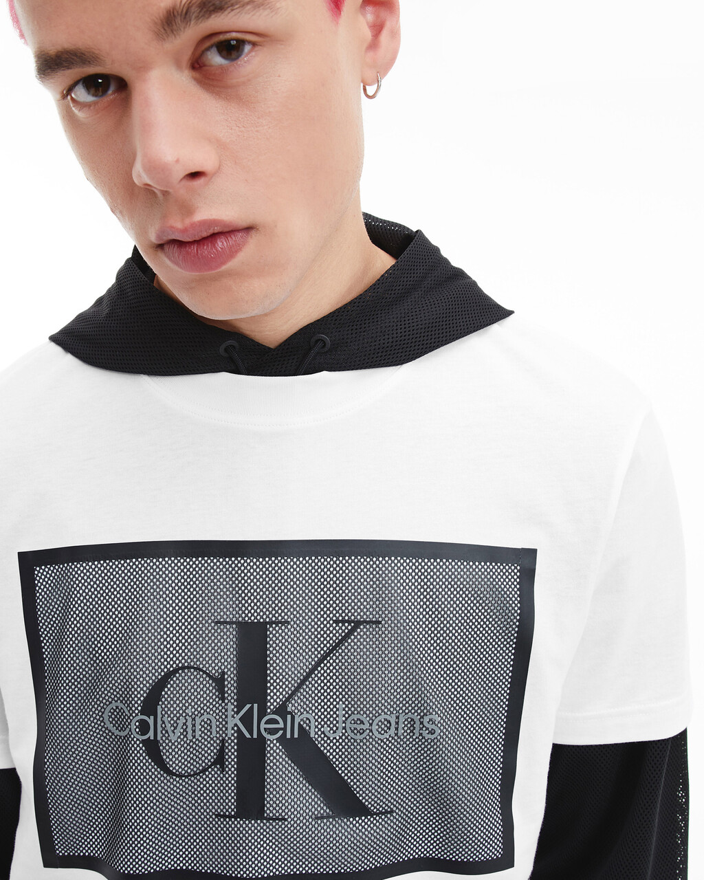 ORGANIC COTTON MONOLOGO MESH BOXY TEE, Bright White, hi-res