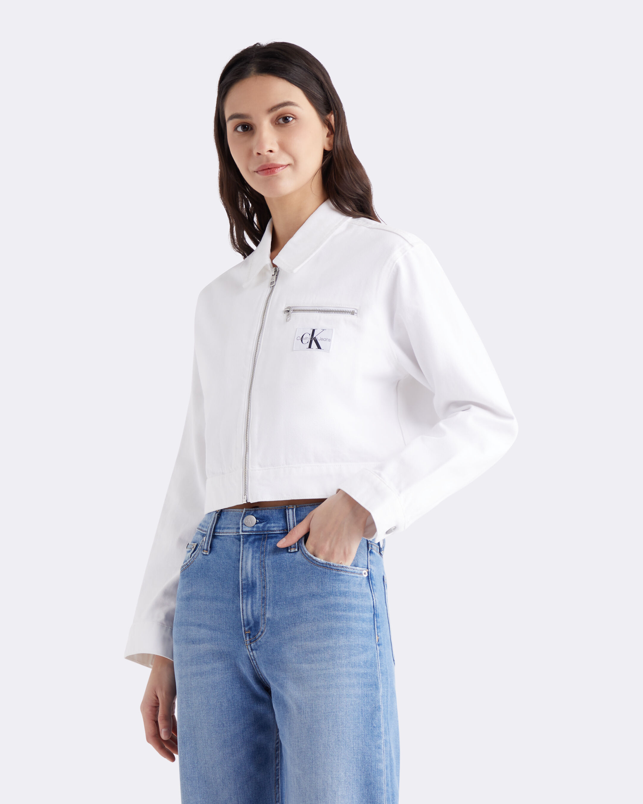 Calvin klein women's denim trucker jacket on sale