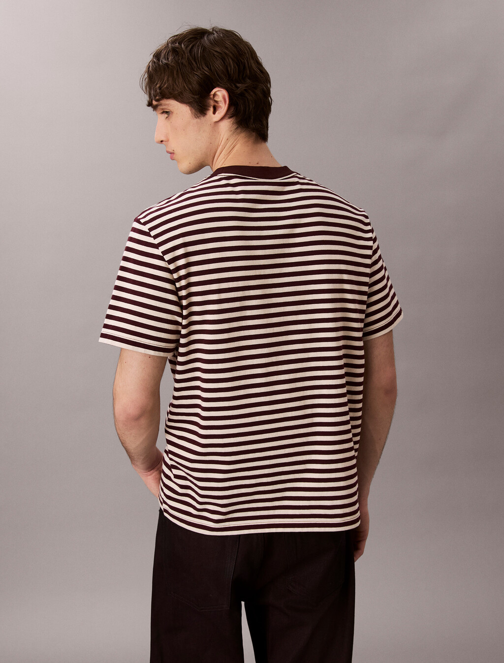 Monogram Logo Stripe Relaxed T-Shirt, Moroccan Brown, hi-res