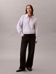 French Terry Relaxed Quarter Zip Sweatshirt, Frosty Lilac, hi-res