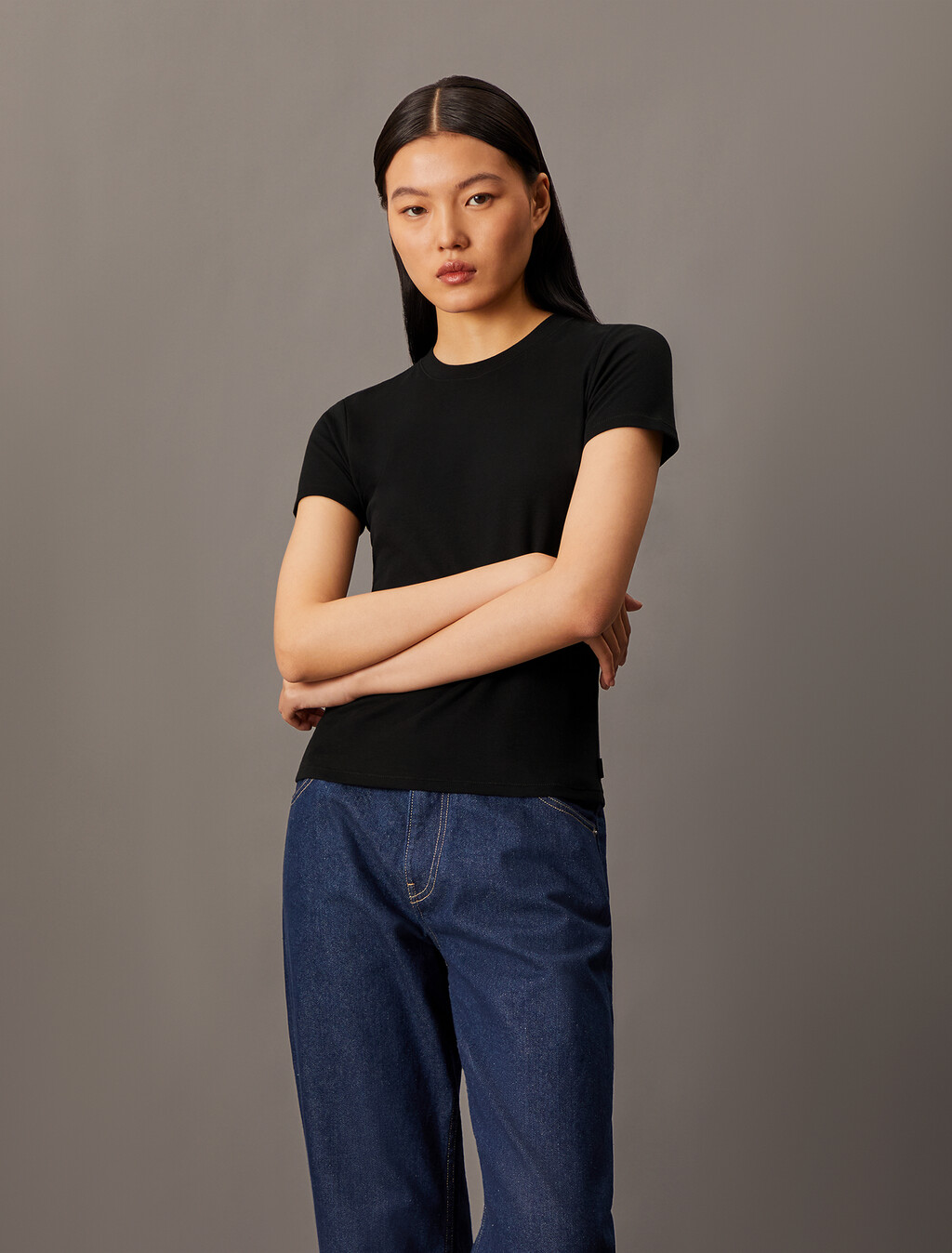 Refined Cotton Jersey Slim Tee, Black, hi-res