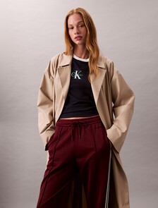 High Shine French Terry Track Pants, Deep Rouge, hi-res