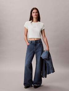 Slim Cropped Logo T-shirt, Phantom Green, hi-res