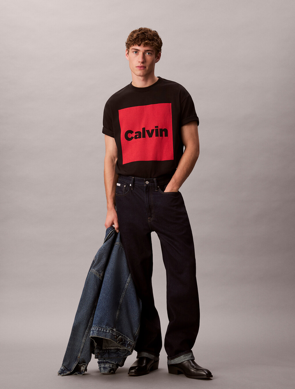 Logo Box Graphic Relaxed T-Shirt, Black, hi-res
