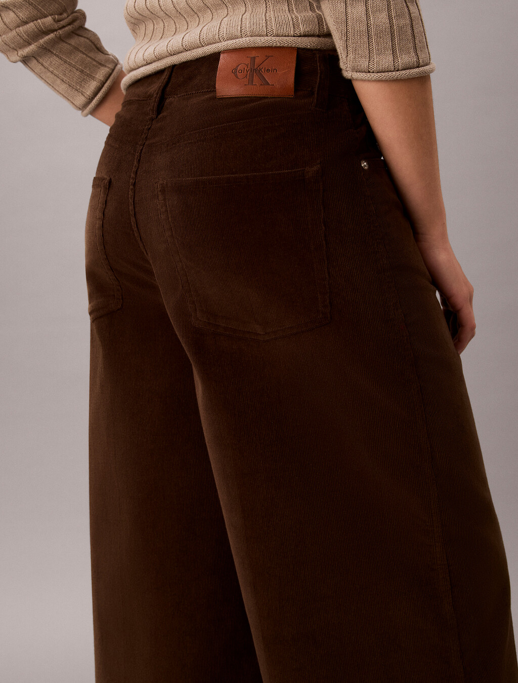 Corduroy Wide Leg Trousers, Brown Cork, hi-res