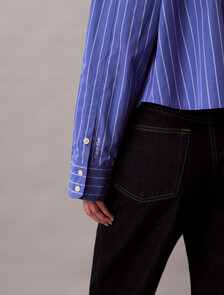 Stripe Cropped Boxy Button-Down Shirt, 19142 CSW25S_W015+6_Amparo, hi-res