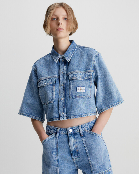 OVERSIZED SHORT SLEEVE DENIM SHIRT