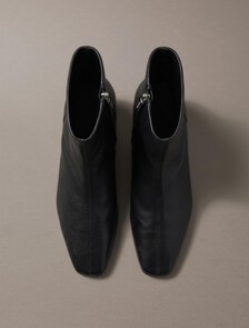 Leather Kitten Heel Ankle Boots, Triple Black, hi-res
