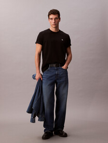 刺繡 Monogram 標誌寬鬆 T 裇, Black, hi-res