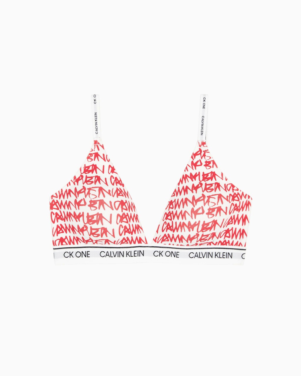 CK ONE COTTON LIGHTLY LINED TRIANGLE BRA, Tag Logo Print+Exact, hi-res