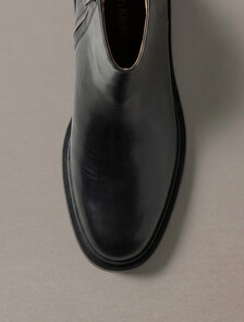 Leather Zip Ankle Boots, Triple Black, hi-res