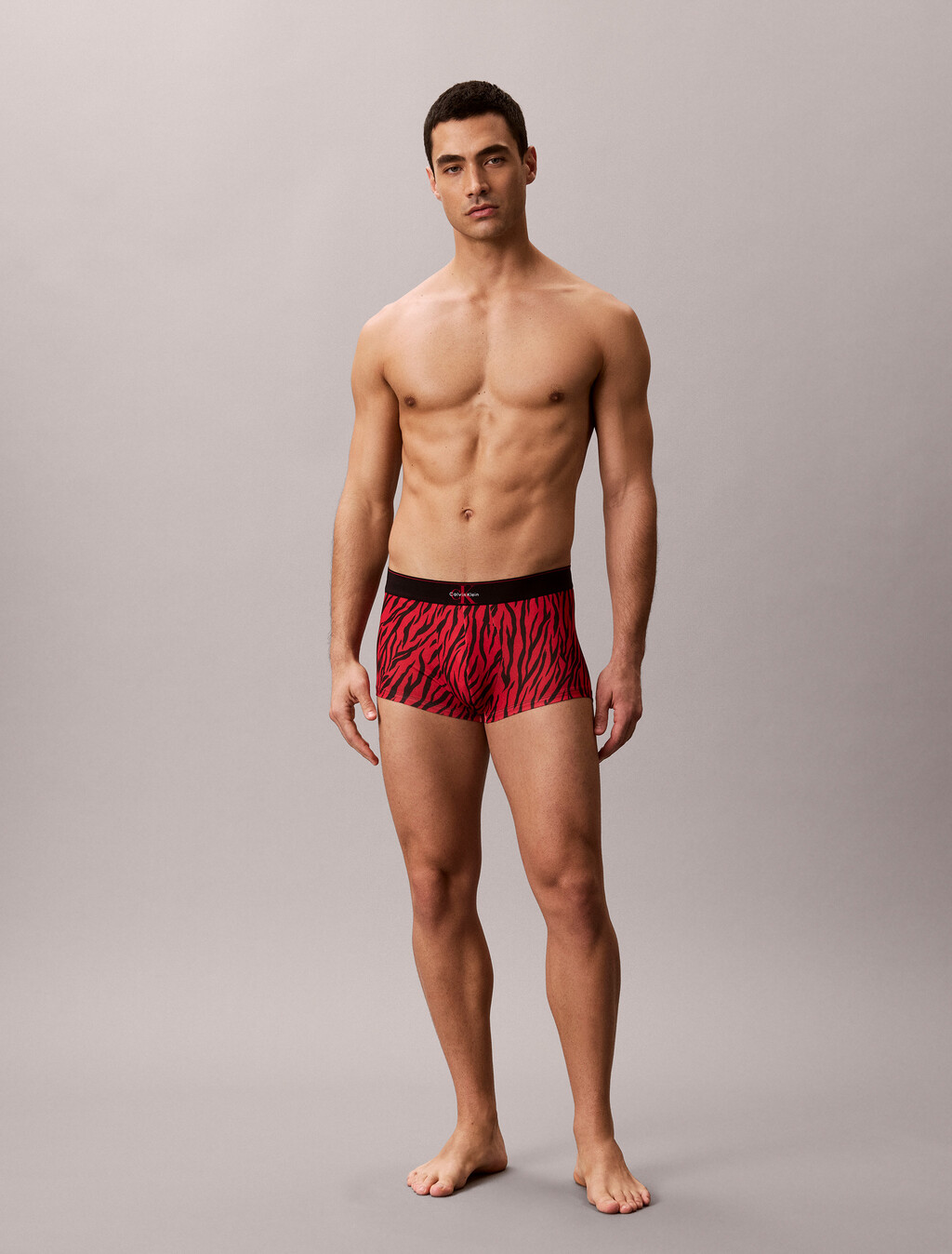 Monogram 圖案低腰平口內褲, PAINTED TIGER BLACK/RED GALA, hi-res