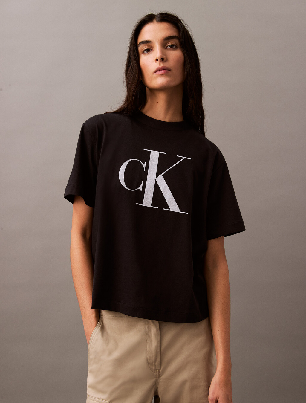 CK 標誌方正版型 T 恤, Black Beauty, hi-res