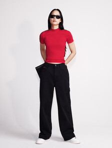 Wide Leg Cargo Pants, Black, hi-res