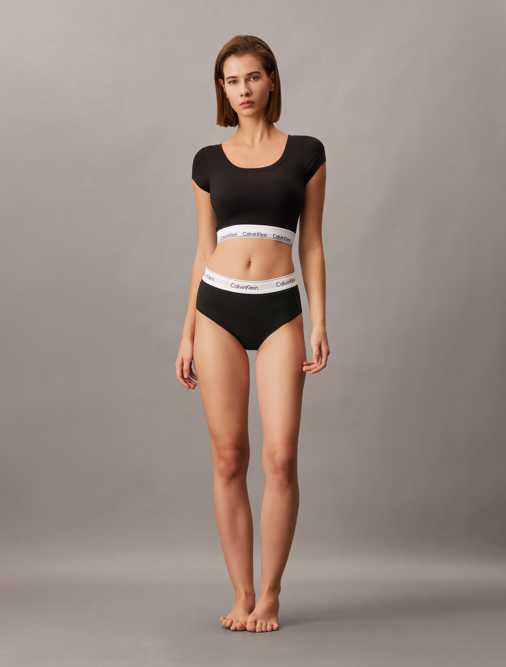 Icon Cotton Modal 棉質莫代爾高腰比基尼, Black, hi-res
