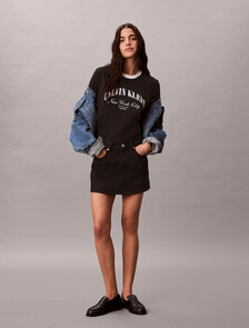 經典標誌寬版滾邊 T 恤, Black, hi-res