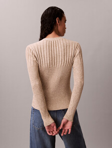 Cotton Mouline Rib Cardigan, Tuscan Beige Space Dye, hi-res