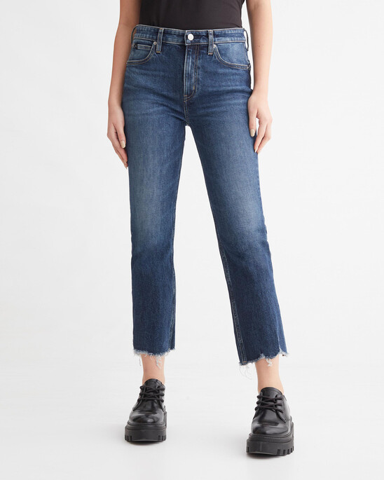 ITALIAN DENIM HIGH RISE SLIM BOOT ANKLE JEANS