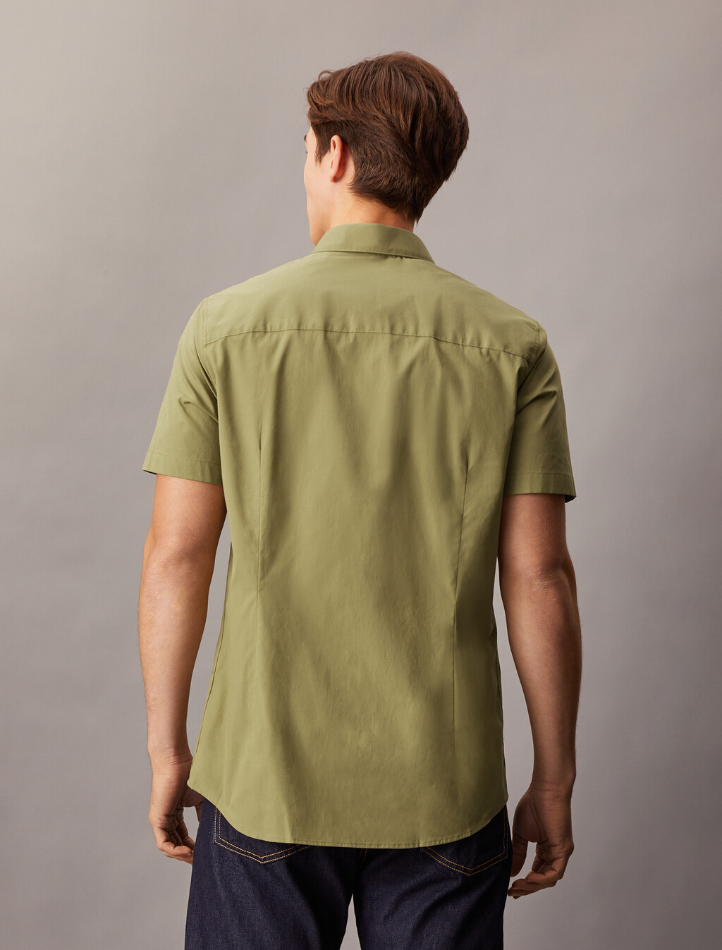 Essentials Monogram Slim Shirt, Gothic Olive, hi-res