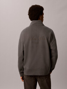 Relaxed Graphic Logo Quarter Zip Sweatshirt, Volcanic Ash, hi-res