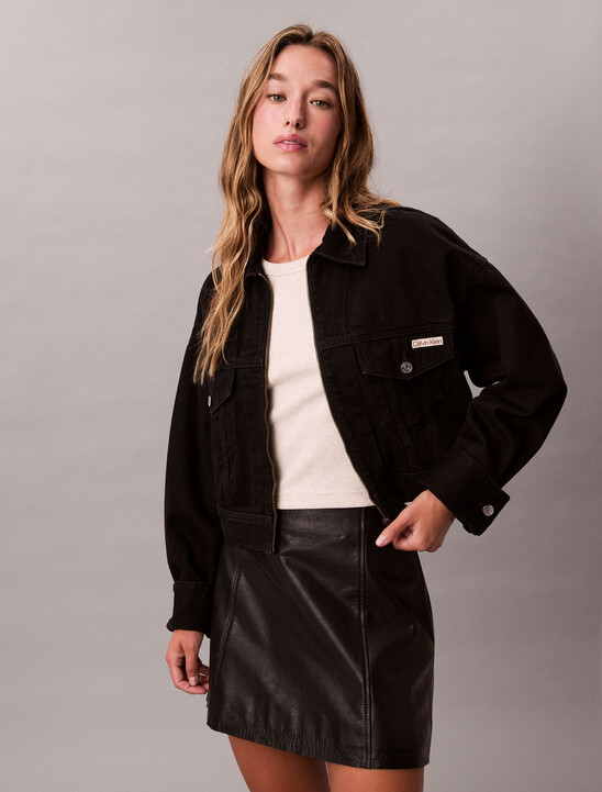 短版拉鍊牛仔外套