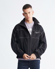 Varsity 弧形標誌企領外套, Ck Black, hi-res