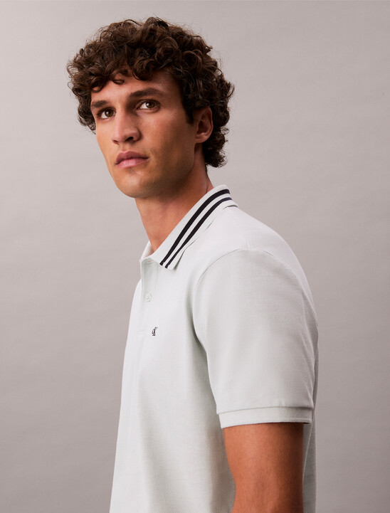 Monogram Logo Pique Tipped Classic Polo Shirt