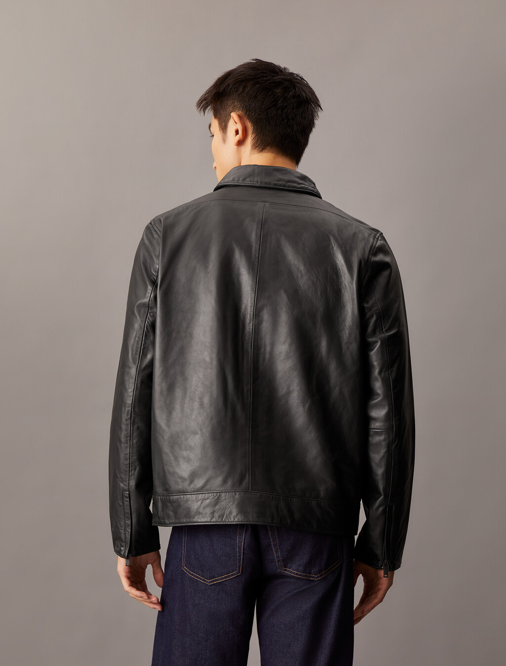 Nappa Leather Short Jacket, Black Beauty, hi-res